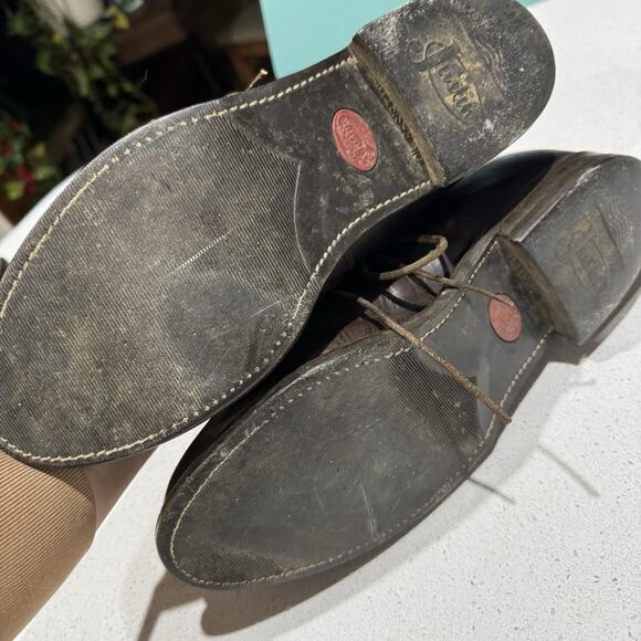 JUSTIN Brown Leather Lace Up Cowboy Boots Mens Size 9.5 B Roper 575 USA - Picture 10 of 10